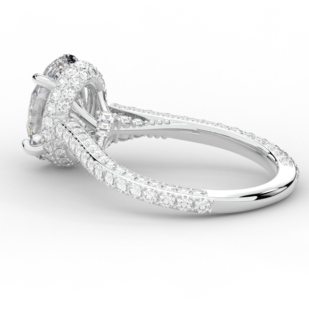 4.00CT.TW OVAL LAB DIAMOND UNDERHALO SOLITAIRE ENGAGEMENT RING