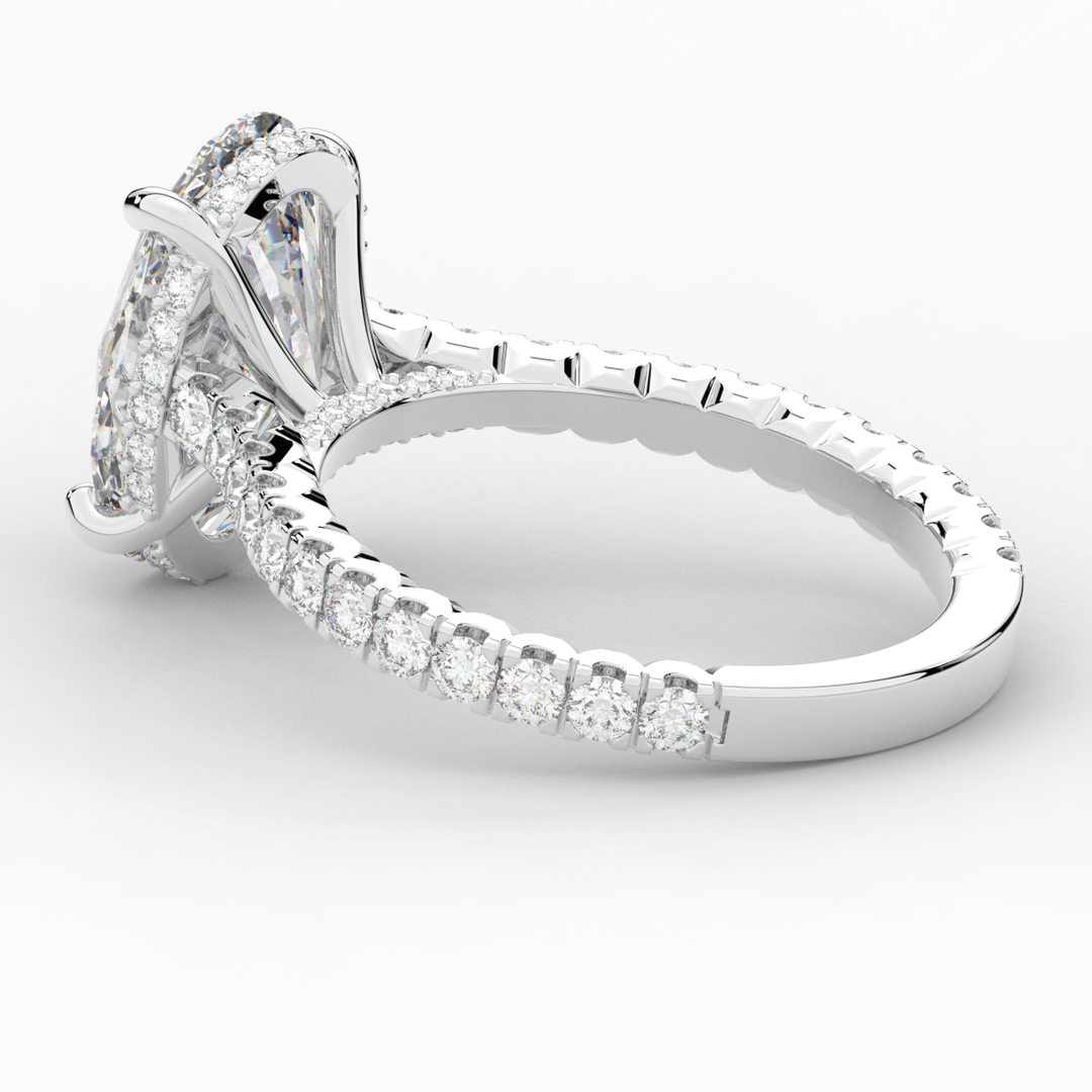 4.70CT.TW OVAL LAB DIAMOND UNDERHALO SOLITAIRE ENGAGEMENT RING