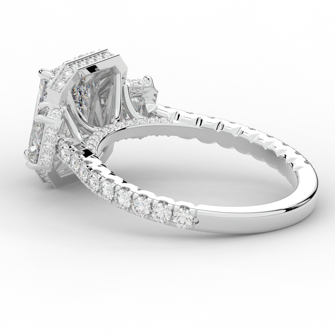 3.20CT.TW RADIANT LAB DIAMOND 3 STONE ENGAGEMENT RING