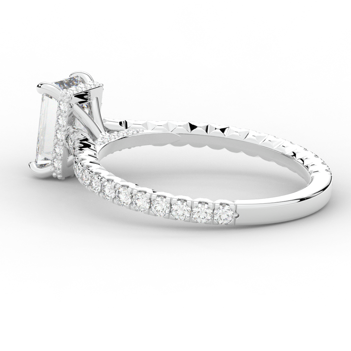 2.10CT.TW EMERALD CUT LAB DIAMOND UNDERHALO SOLITAIRE ENGAGEMENT RING