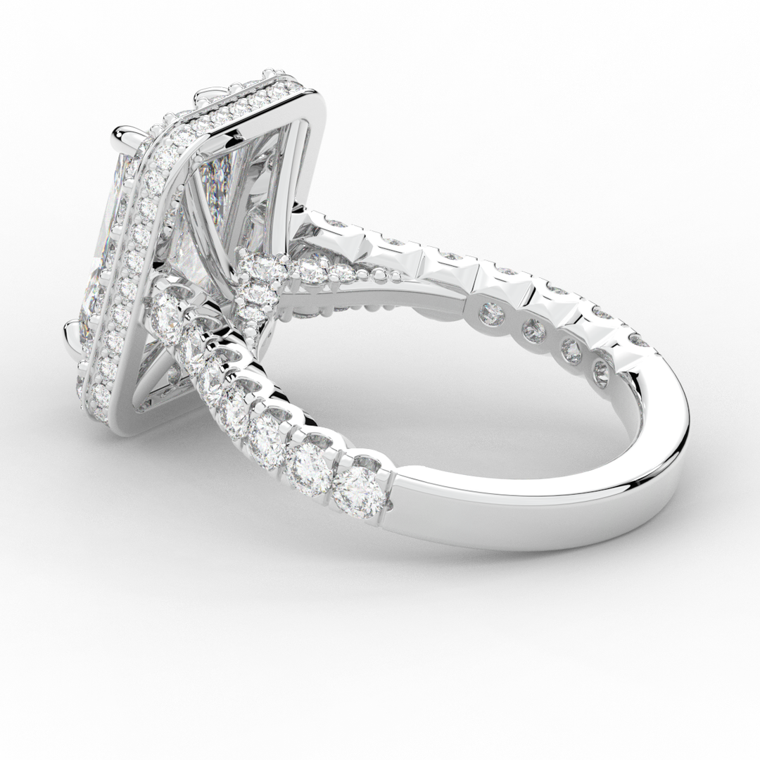 4.50CT.TW RADIANT LAB DIAMOND HALO ENGAGEMENT RING