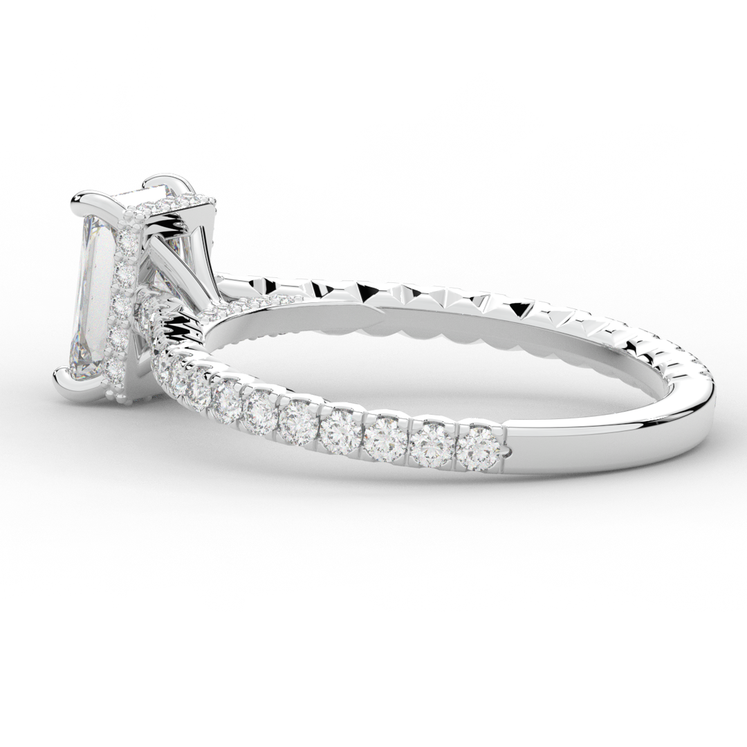 2.10CT.TW RADIANT LAB DIAMOND UNDERHALO SOLITAIRE ENGAGEMENT RING