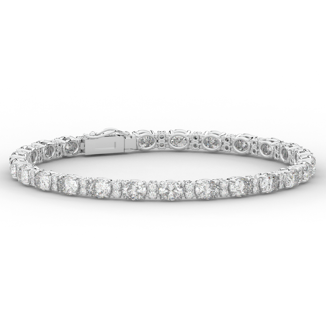 9.25CT.TW OVAL AND ROUND LAB DIAMOND TENNIS BRACELET - Nazarelle