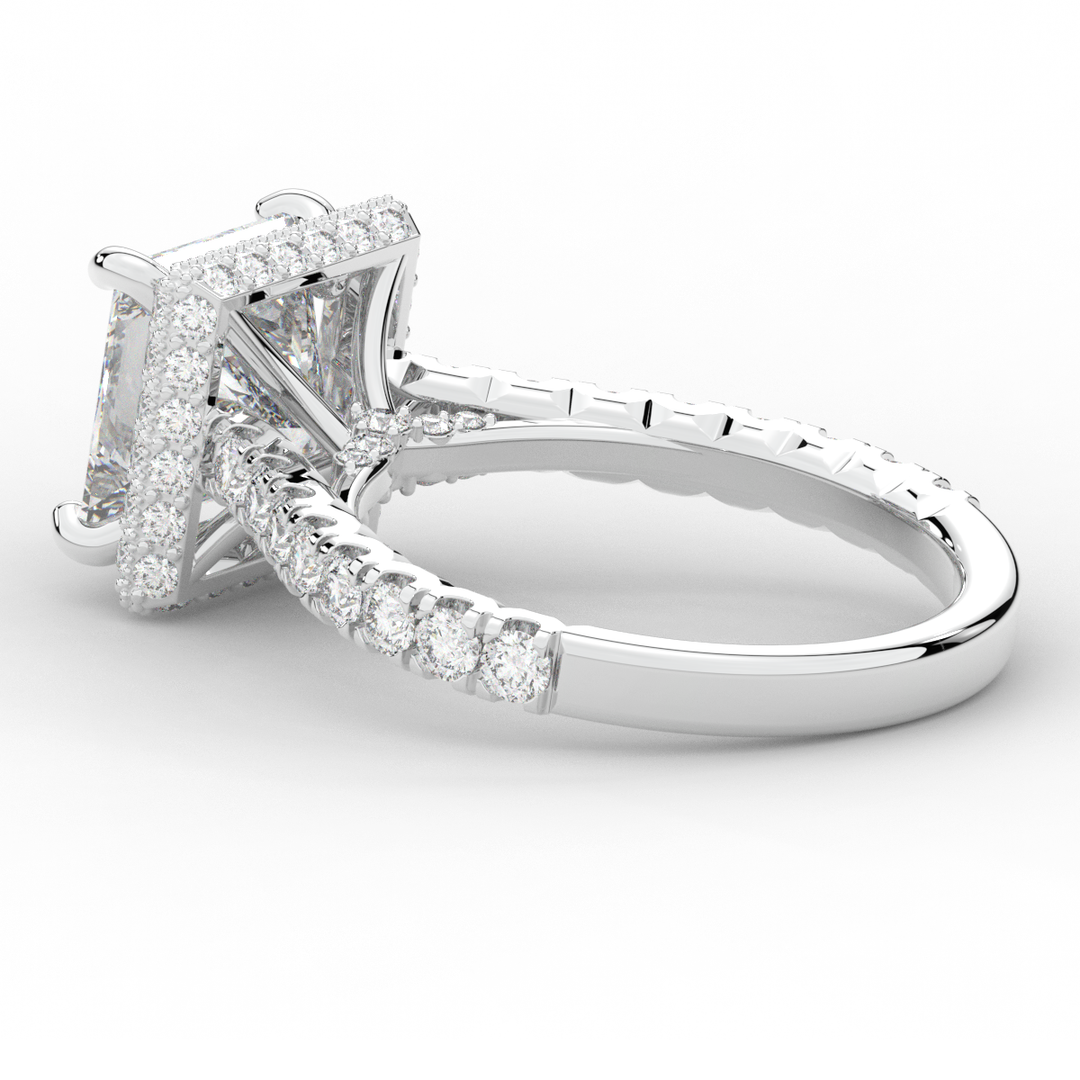 3.90CT.TW PRINCESS LAB DIAMOND HALO ENGAGEMENT RING