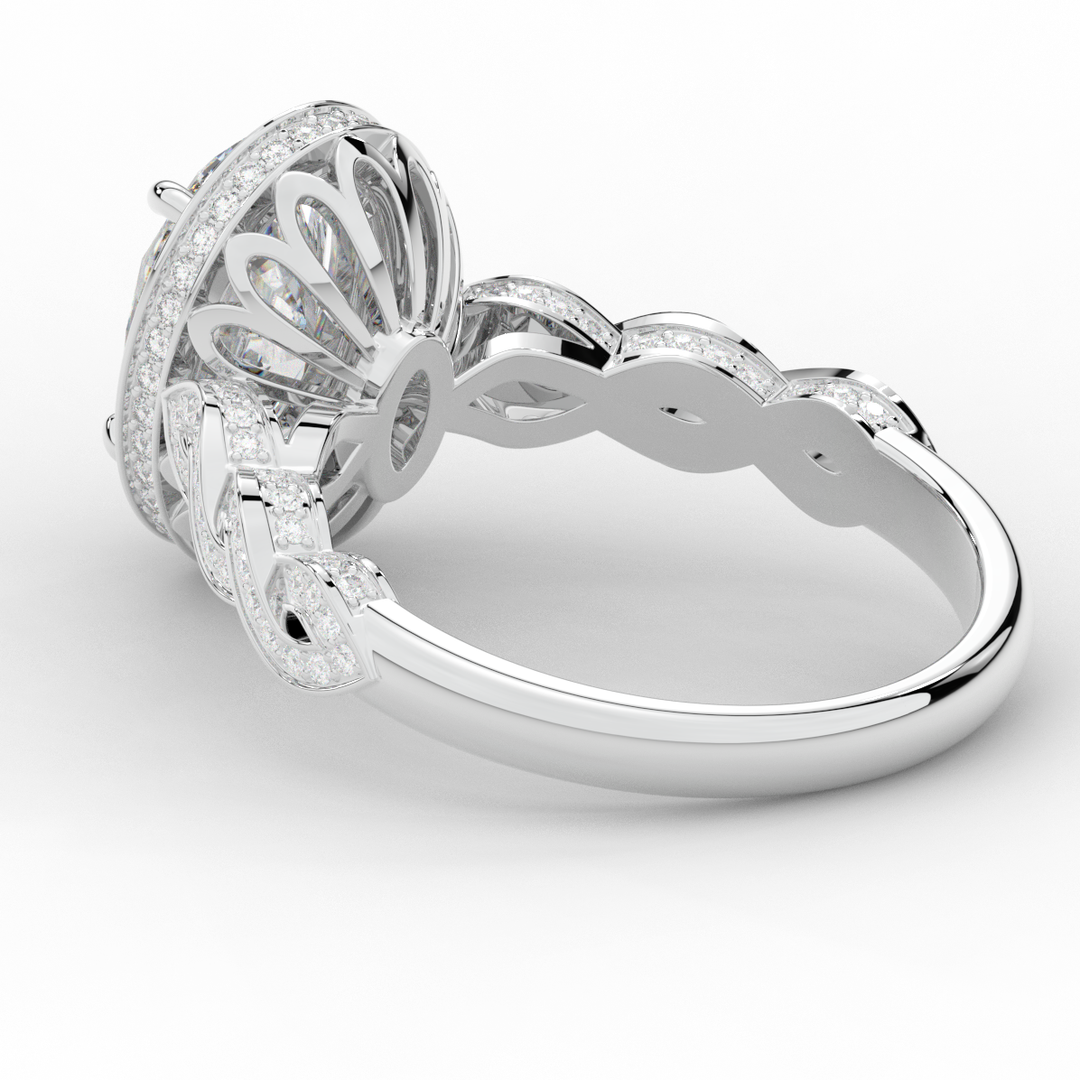 3.10CT.TW OVAL LAB DIAMOND HALO ENGAGEMENT RING