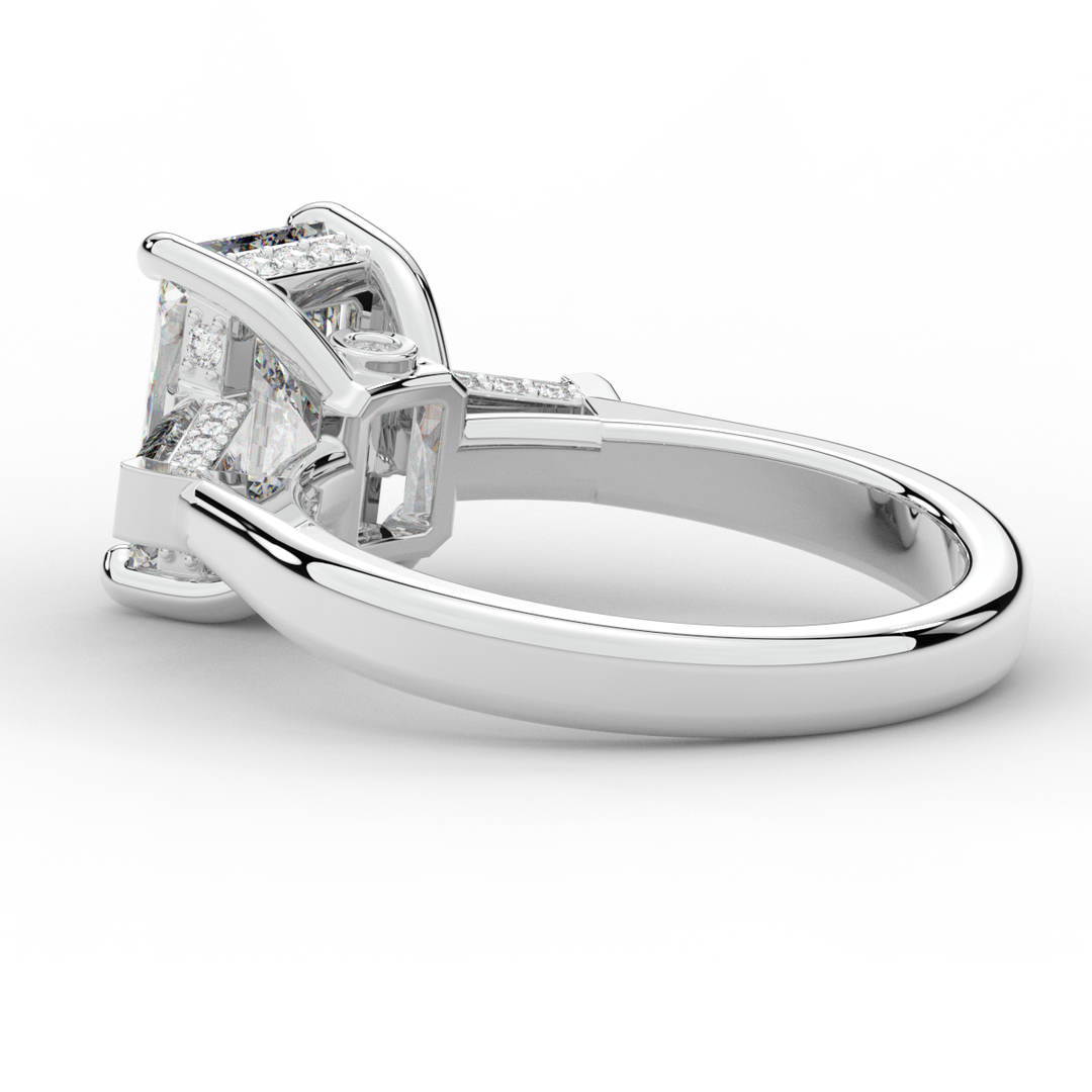 3.45CT.TW RADIANT LAB DIAMOND 3 STONE ENGAGEMENT RING