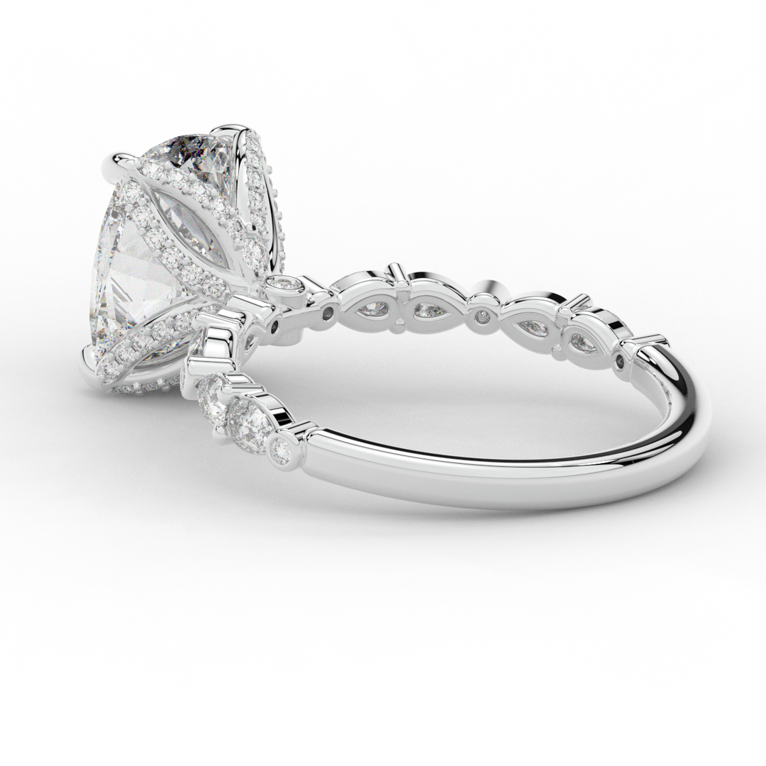 3.60CT.TW CUSHION LAB DIAMOND SOLITAIRE ENGAGEMENT RING