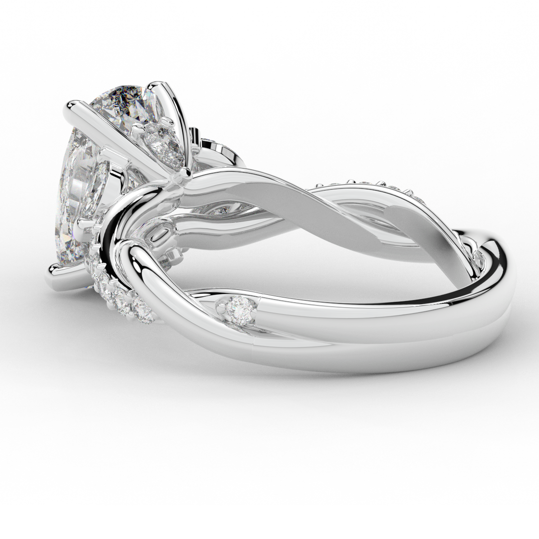 2.40CT.TW CUSHION LAB DIAMOND TWIST BAND ENGAGEMENT RING