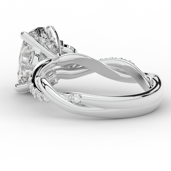 2.40CT.TW CUSHION LAB DIAMOND TWIST BAND ENGAGEMENT RING