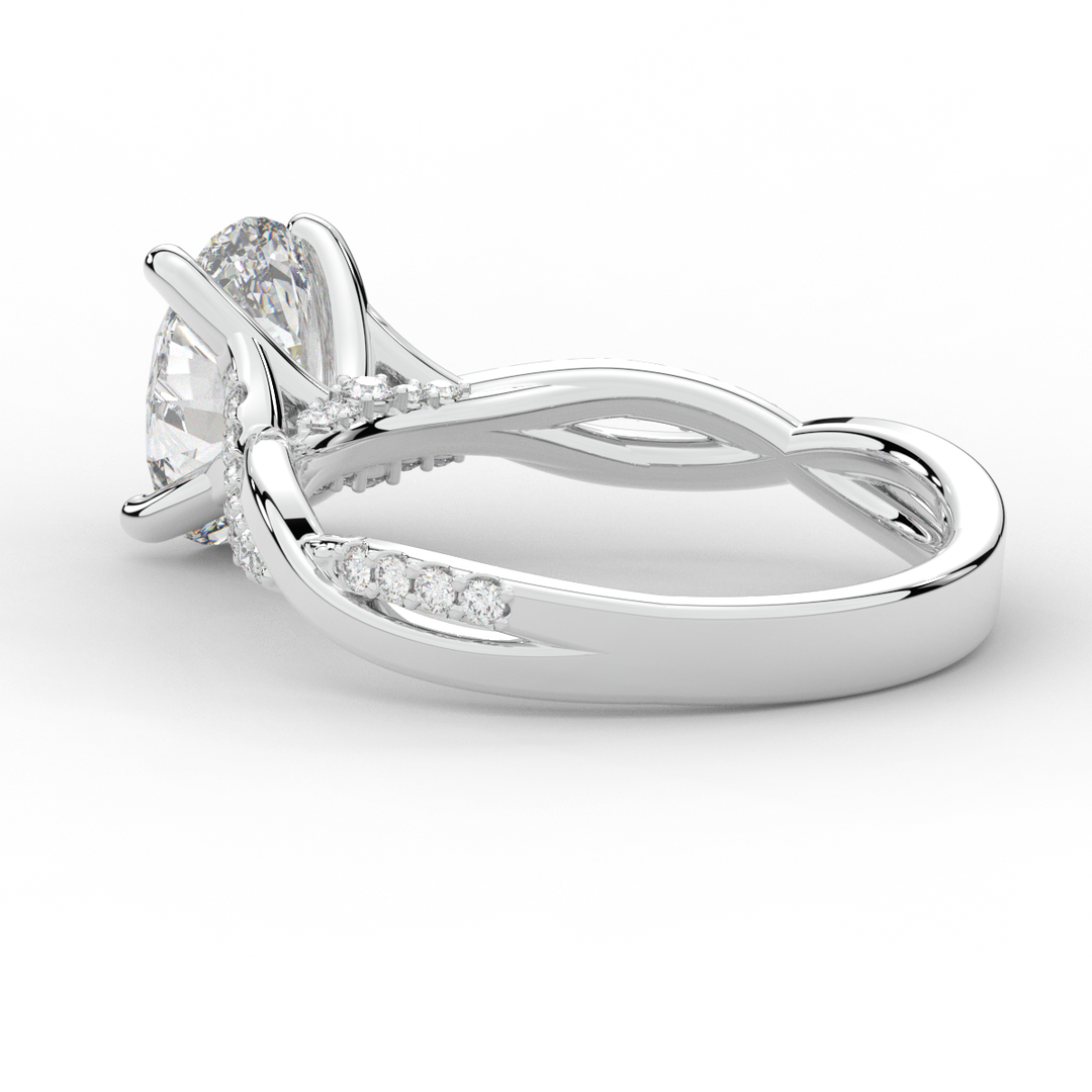 1.70CT.TW OVAL LAB DIAMOND TWIST BAND ENGAGEMENT RING