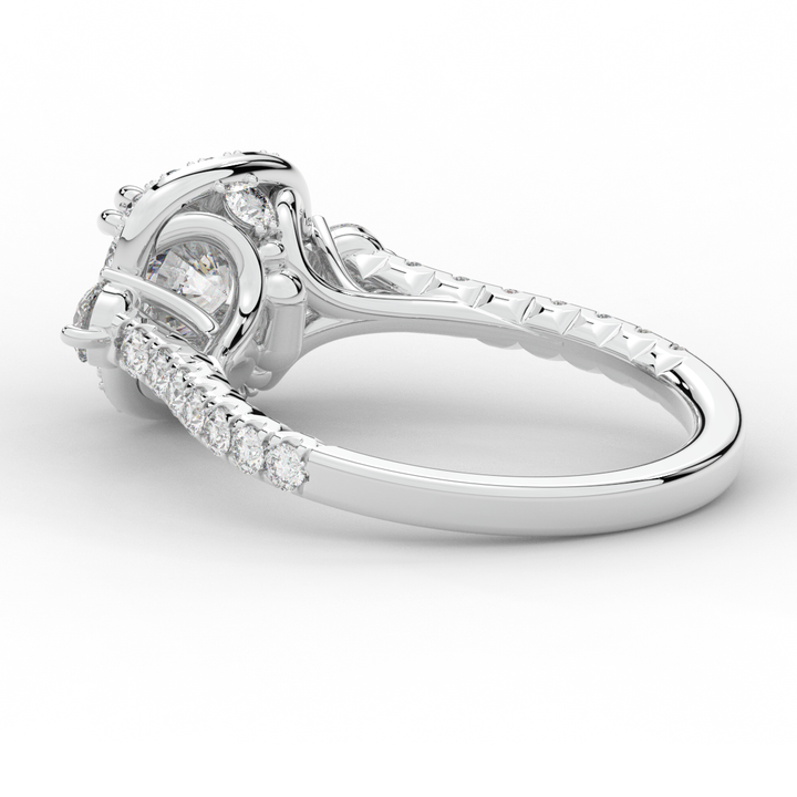 1.75CT.TW ROUND LAB DIAMOND HALO ENGAGEMENT RING