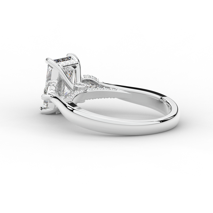 2.40CT.TW RADIANT LAB DIAMOND 3 STONE ENGAGEMENT RING