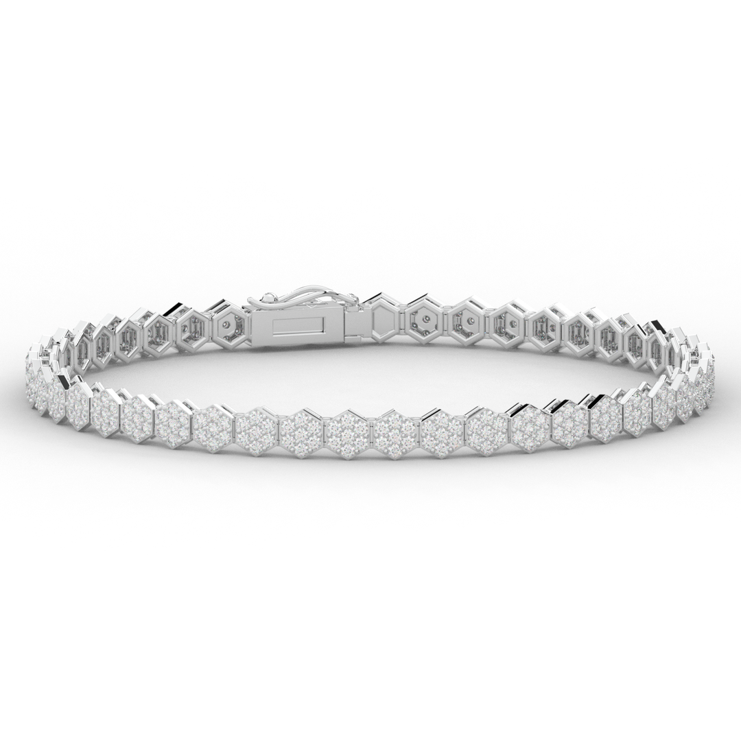 2.50CT.TW ROUND LAB DIAMOND CLUSTER TENNIS BRACELET - Nazarelle