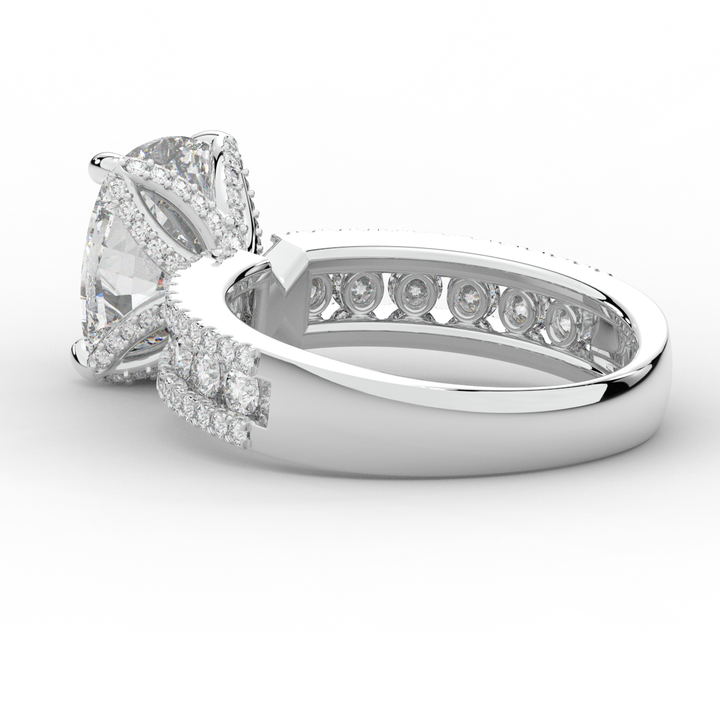 3.95CT.TW CUSHION LAB DIAMOND SOLITAIRE ENGAGEMENT RING