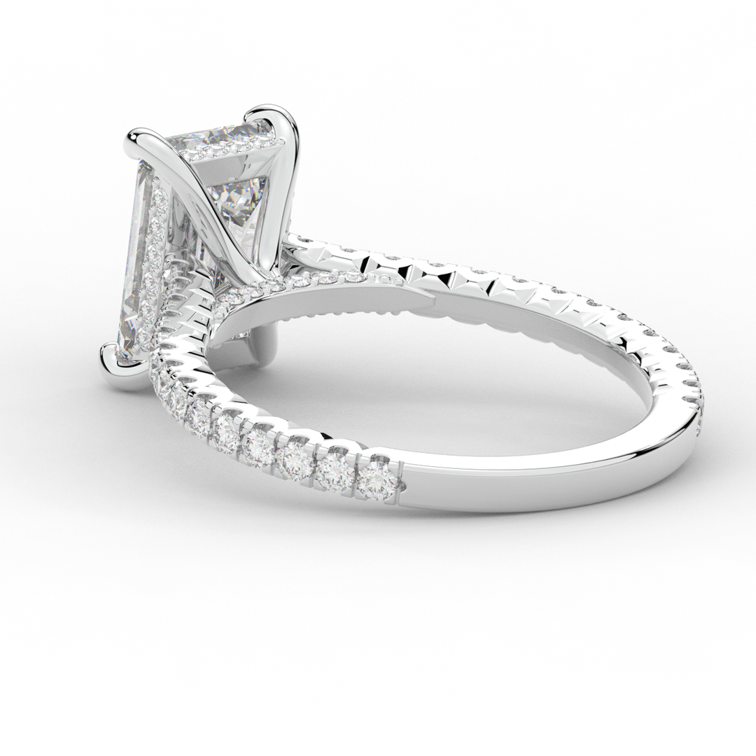 3.50CT.TW EMERALD CUT LAB DIAMOND UNDERHALO SOLITAIRE ENGAGEMENT RING