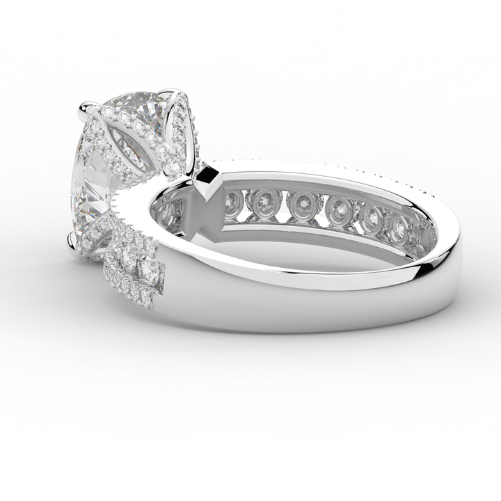 3.95CT.TW CUSHION LAB DIAMOND SOLITAIRE ENGAGEMENT RING