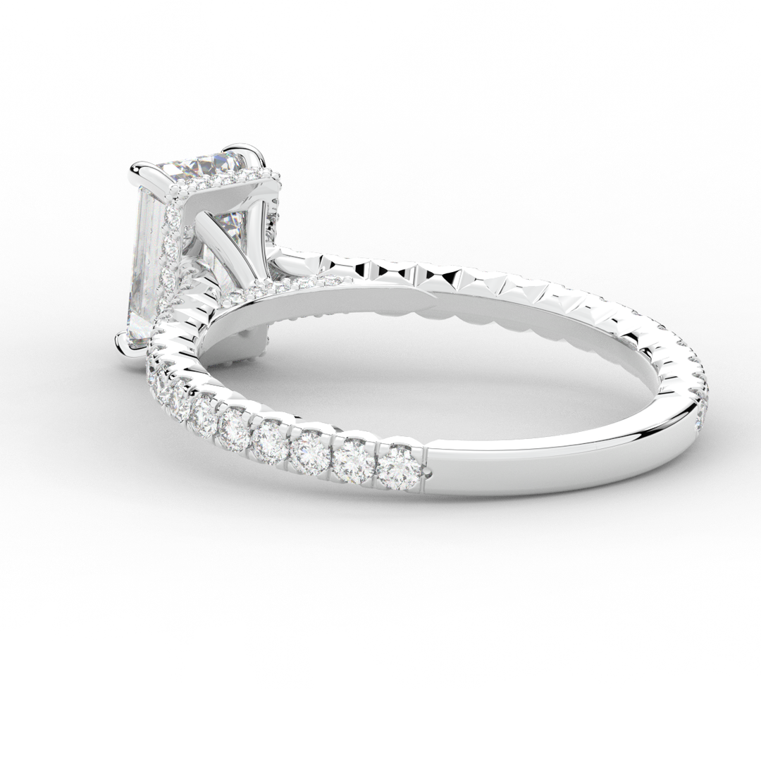 2.10CT.TW EMERALD CUT LAB DIAMOND UNDERHALO SOLITAIRE ENGAGEMENT RING