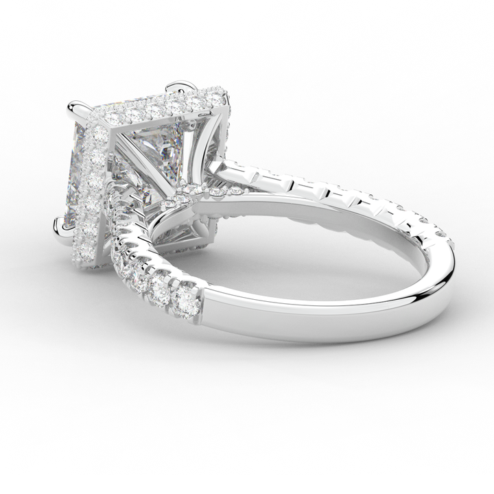 3.90CT.TW PRINCESS LAB DIAMOND HALO ENGAGEMENT RING