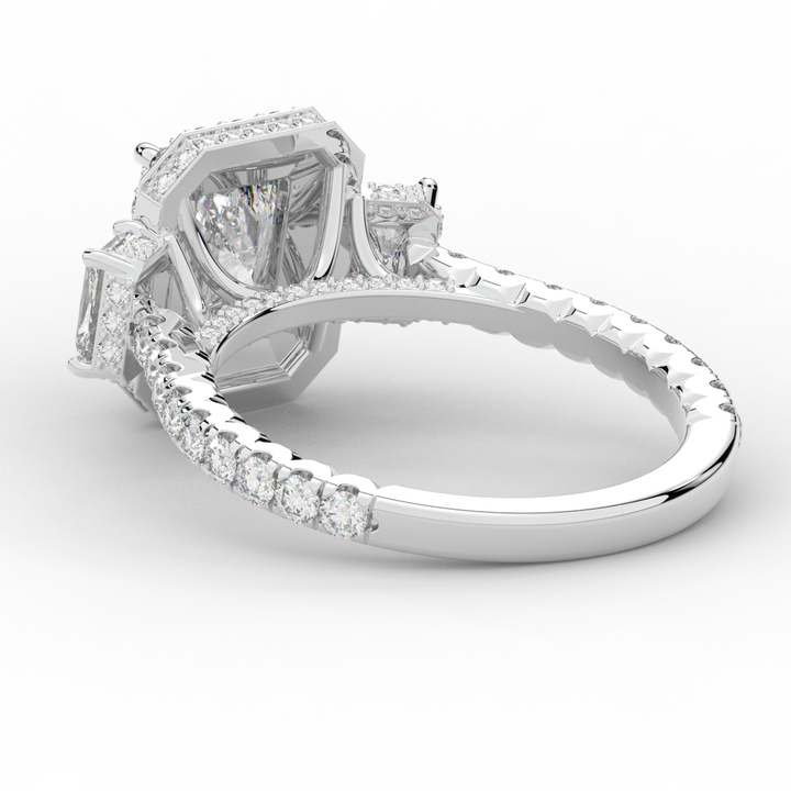 3.20CT.TW RADIANT LAB DIAMOND 3 STONE ENGAGEMENT RING