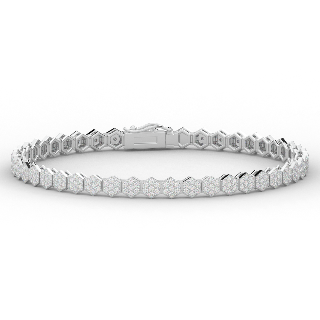 2.50CT.TW ROUND LAB DIAMOND CLUSTER TENNIS BRACELET - Nazarelle