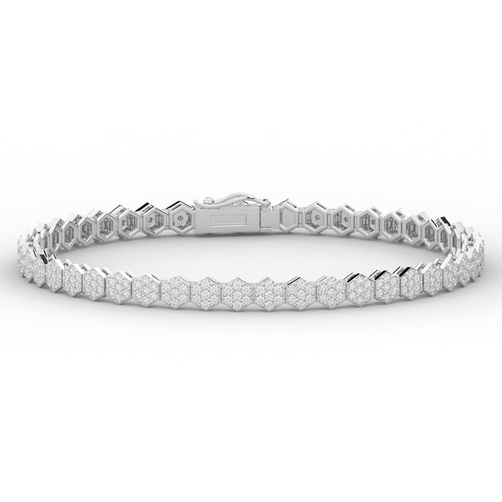 2.50CT.TW ROUND LAB DIAMOND CLUSTER TENNIS BRACELET - Nazarelle