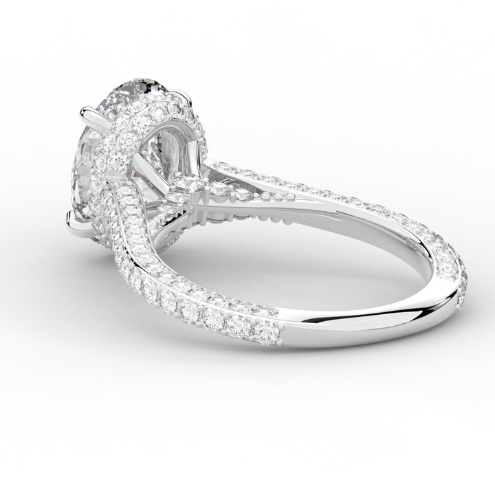 4.00CT.TW OVAL LAB DIAMOND UNDERHALO SOLITAIRE ENGAGEMENT RING