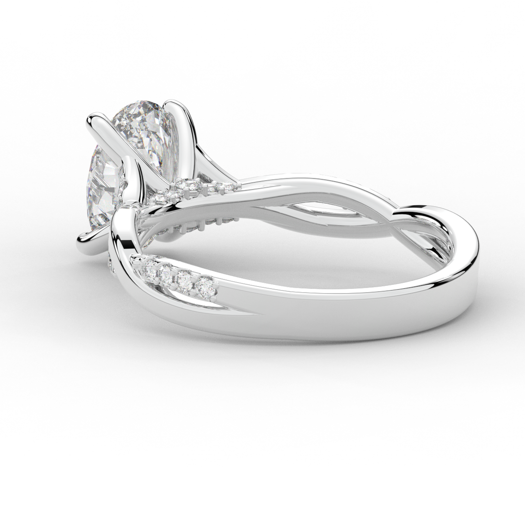 1.70CT.TW OVAL LAB DIAMOND TWIST BAND ENGAGEMENT RING