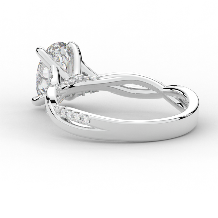 1.70CT.TW OVAL LAB DIAMOND TWIST BAND ENGAGEMENT RING