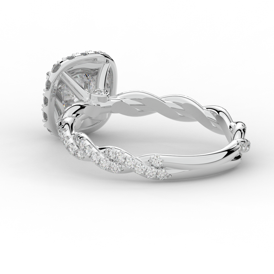 1.55CT.TW ROUND LAB DIAMOND HALO TWIST ENGAGEMENT RING