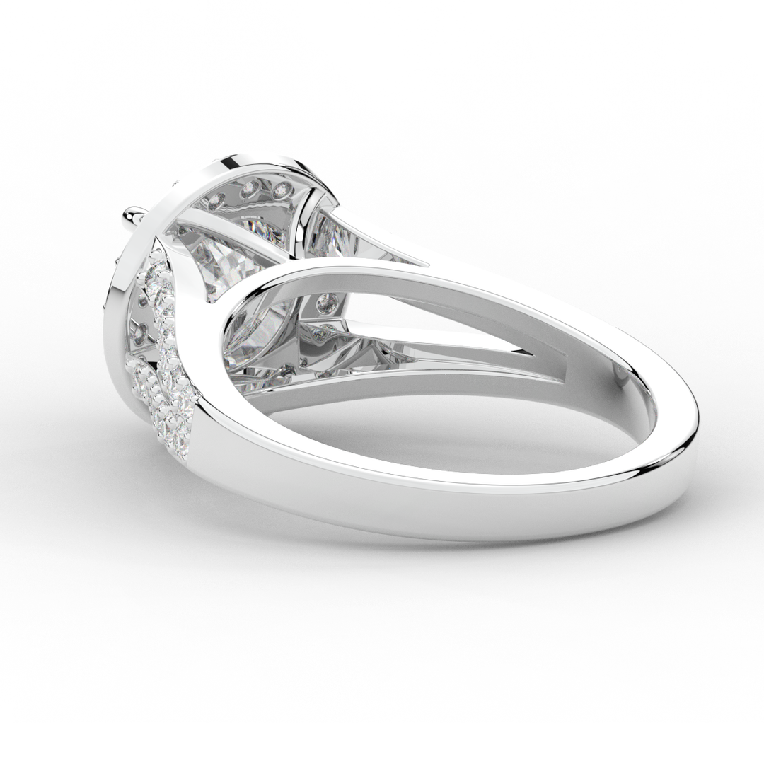 2.50CT.TW ROUND LAB DIAMOND SPLIT SHANK HALO ENGAGEMENT RING - Nazarelle