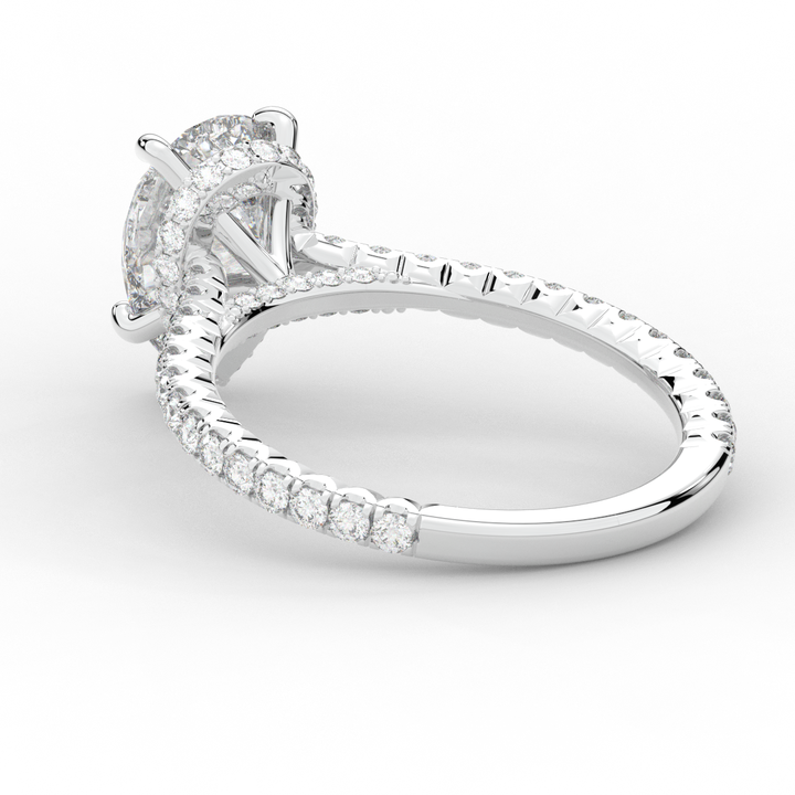 2.50CT.TW PEAR LAB DIAMOND UNDERHALO SOLITAIRE ENGAGEMENT RING