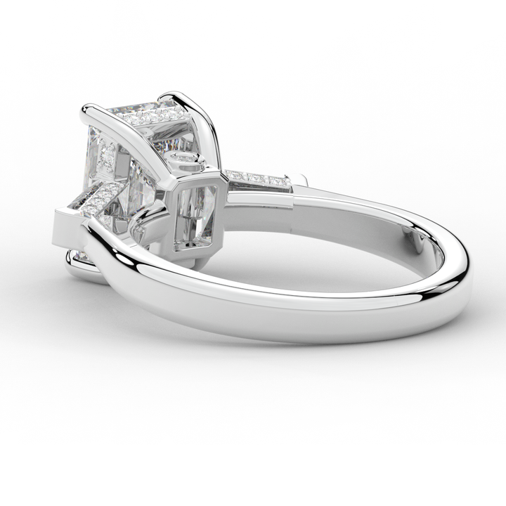 3.45CT.TW RADIANT LAB DIAMOND 3 STONE ENGAGEMENT RING