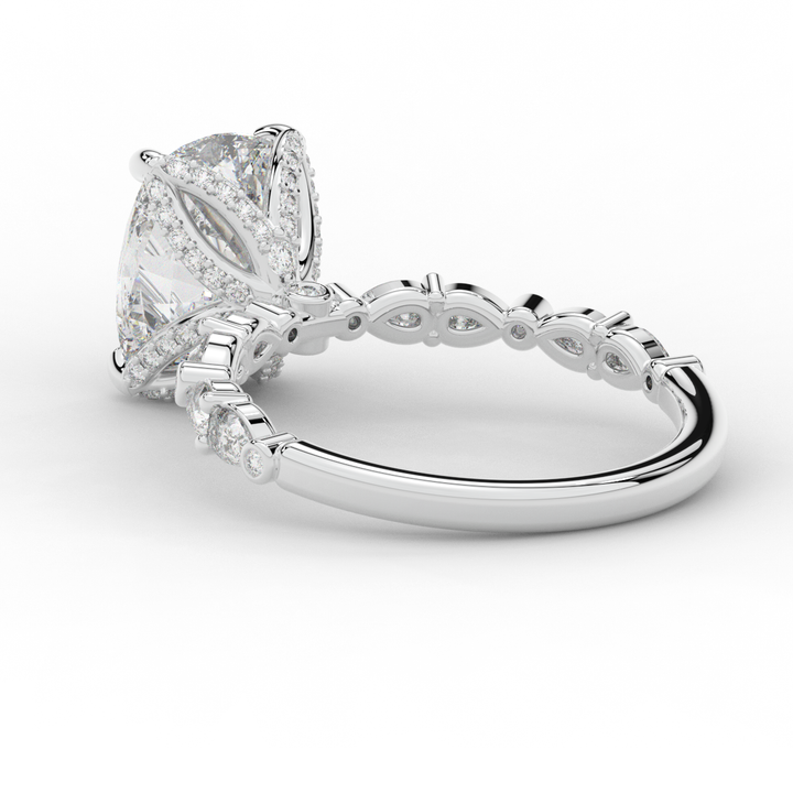 3.60CT.TW CUSHION LAB DIAMOND SOLITAIRE ENGAGEMENT RING