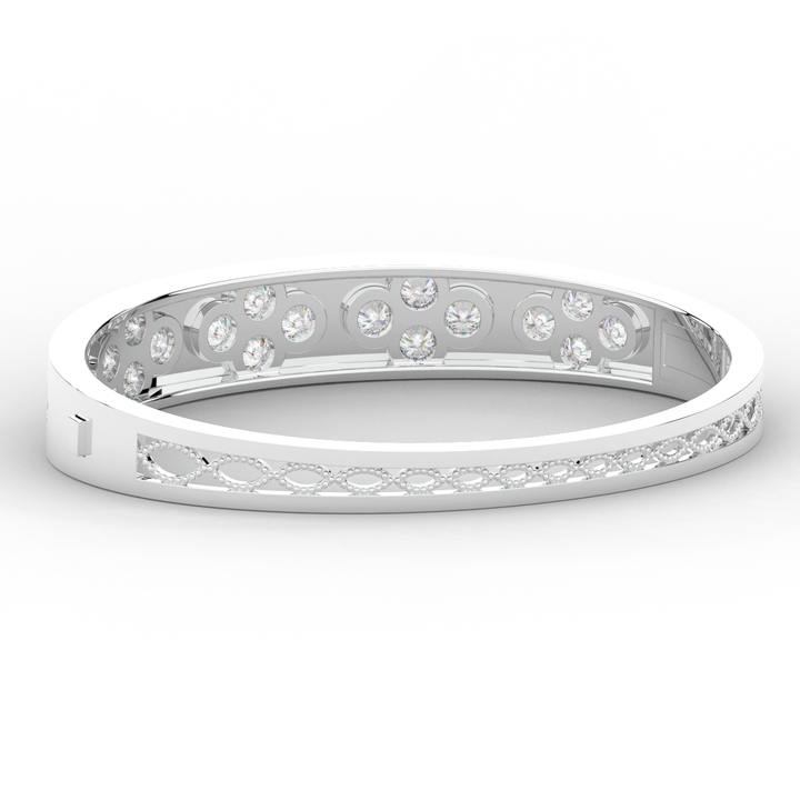 4.10CT.TW ROUND LAB DIAMOND BEZEL SET BANGLE