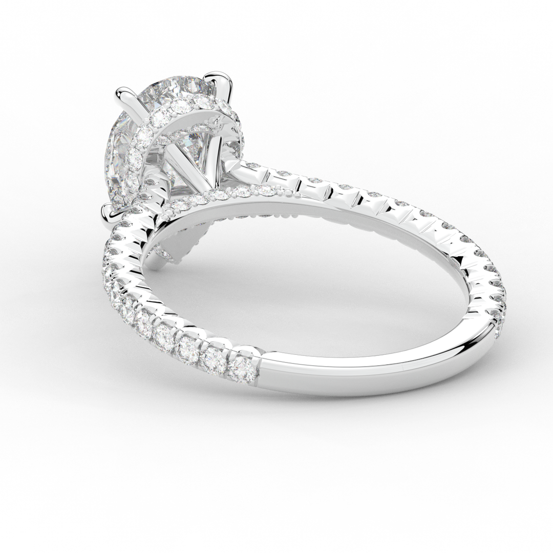 2.50CT.TW PEAR LAB DIAMOND UNDERHALO SOLITAIRE ENGAGEMENT RING