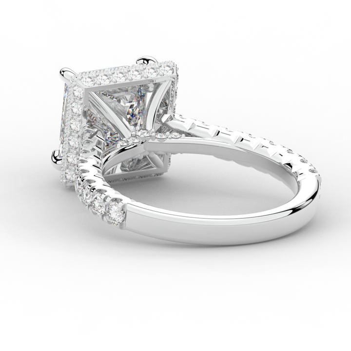 3.90CT.TW PRINCESS LAB DIAMOND HALO ENGAGEMENT RING