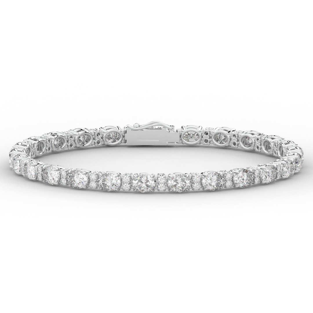 9.25CT.TW OVAL AND ROUND LAB DIAMOND TENNIS BRACELET - Nazarelle