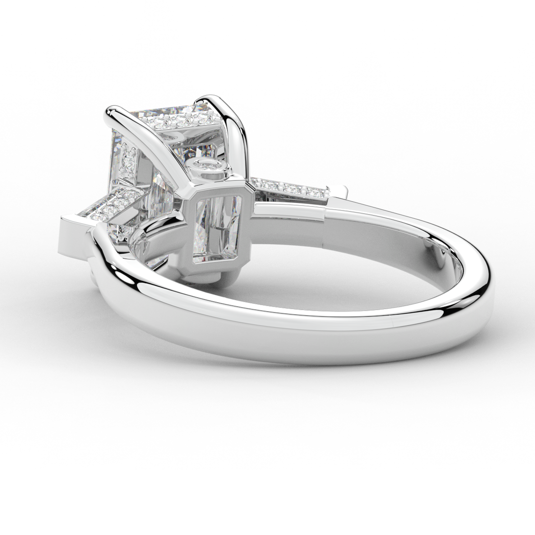 3.45CT.TW RADIANT LAB DIAMOND 3 STONE ENGAGEMENT RING