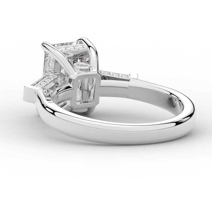 3.45CT.TW RADIANT LAB DIAMOND 3 STONE ENGAGEMENT RING