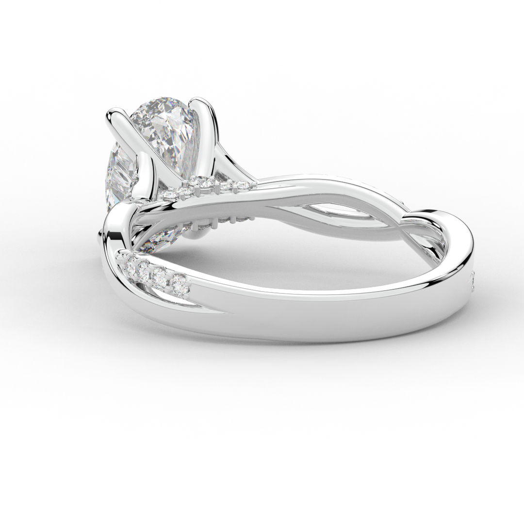 1.70CT.TW OVAL LAB DIAMOND TWIST BAND ENGAGEMENT RING