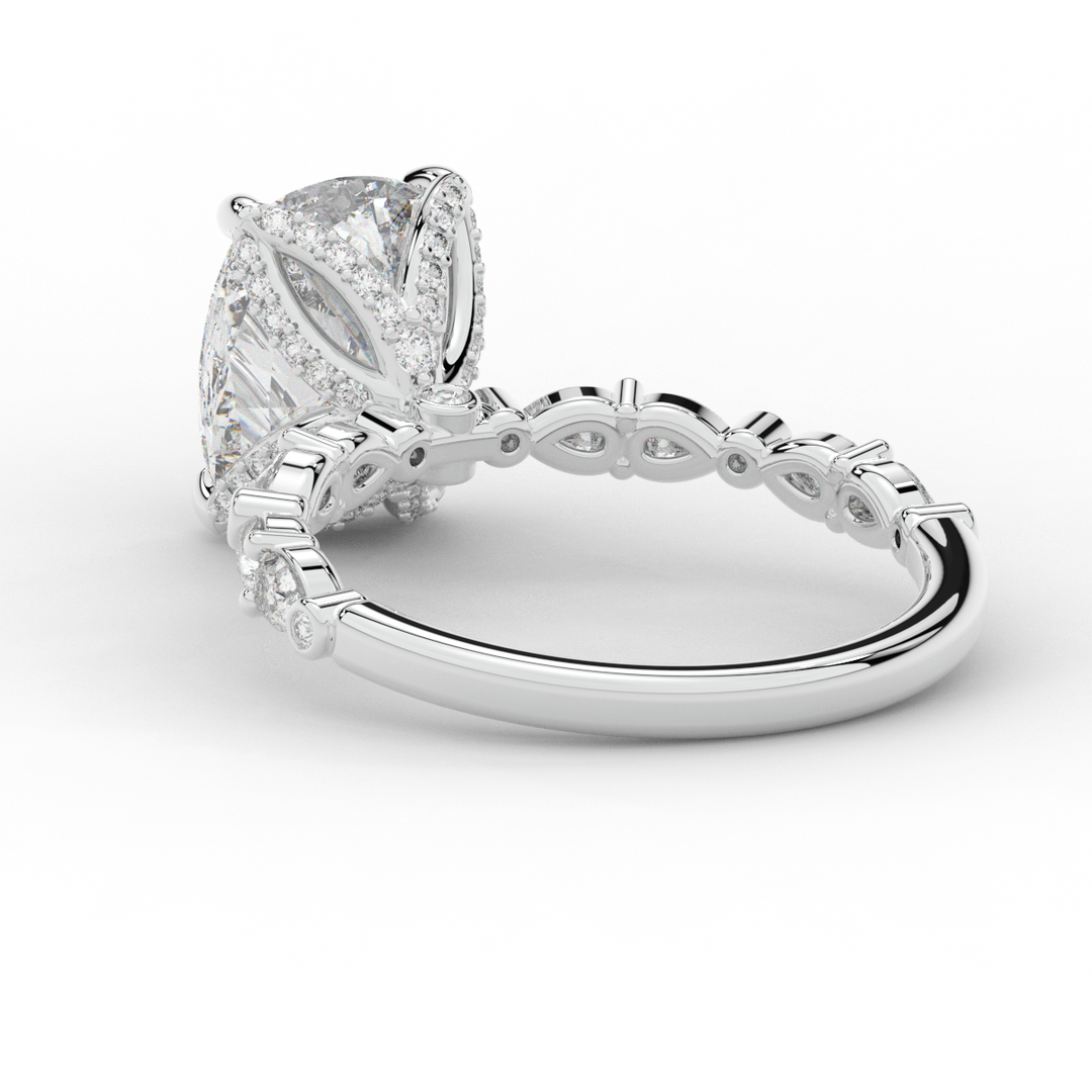 3.60CT.TW CUSHION LAB DIAMOND SOLITAIRE ENGAGEMENT RING