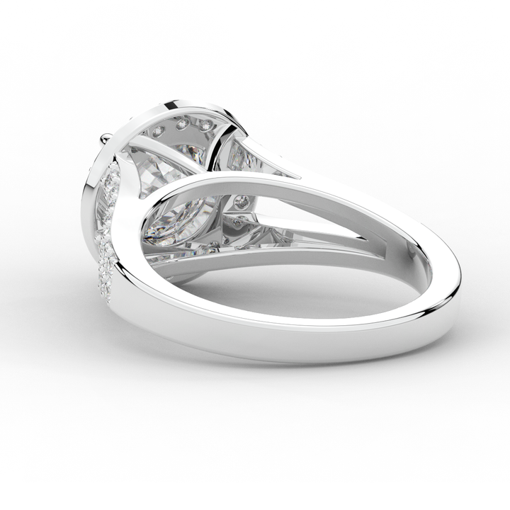 2.50CT.TW ROUND LAB DIAMOND SPLIT SHANK HALO ENGAGEMENT RING - Nazarelle