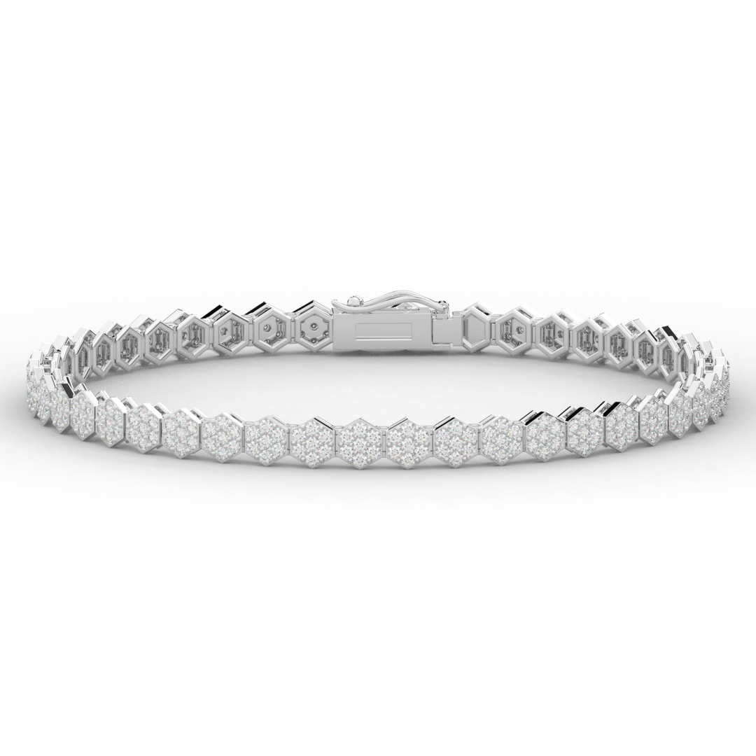 2.50CT.TW ROUND LAB DIAMOND CLUSTER TENNIS BRACELET - Nazarelle