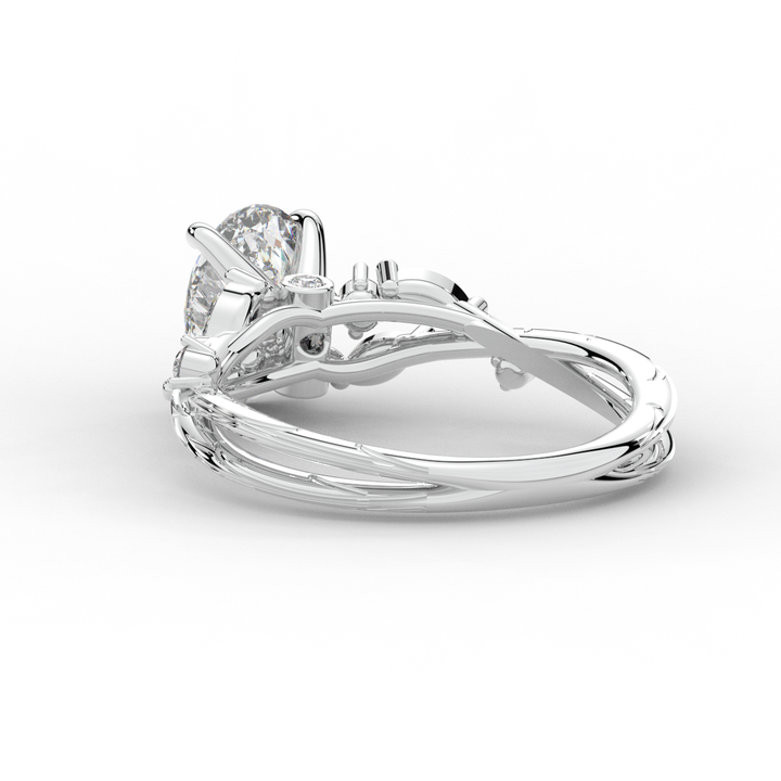 1.75CT.TW OVAL LAB DIAMOND STYLIZED VINE AND TREE BARK FINISH ENGAGEMENT RING - Nazarelle