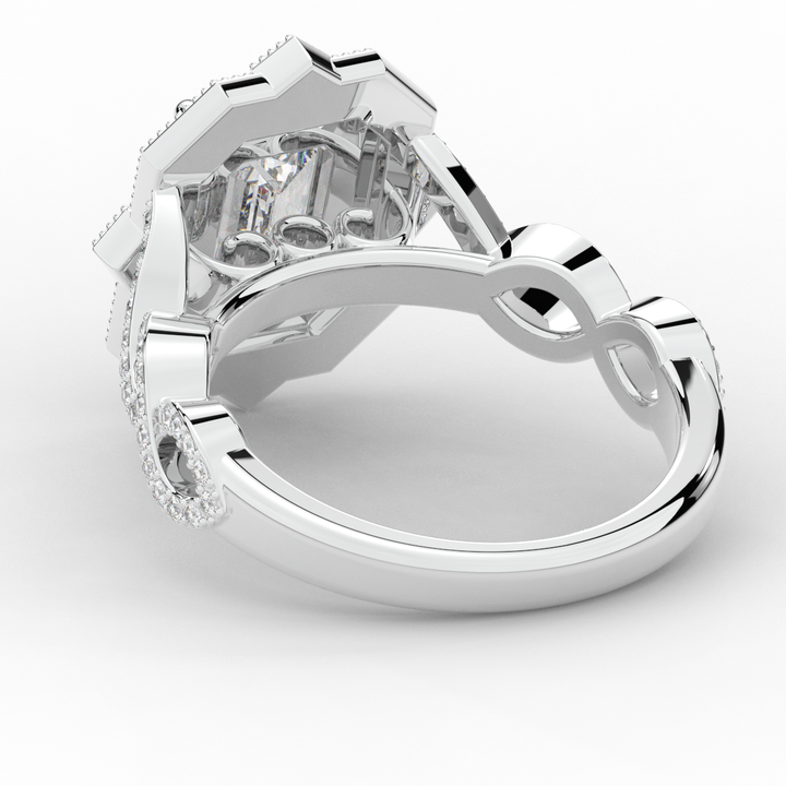 1.90CT.TW EMERALD CUT LAB DIAMOND HALO ENGAGEMENT RING