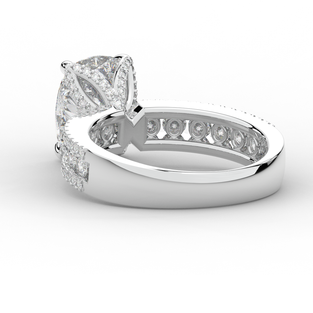 3.95CT.TW CUSHION LAB DIAMOND SOLITAIRE ENGAGEMENT RING