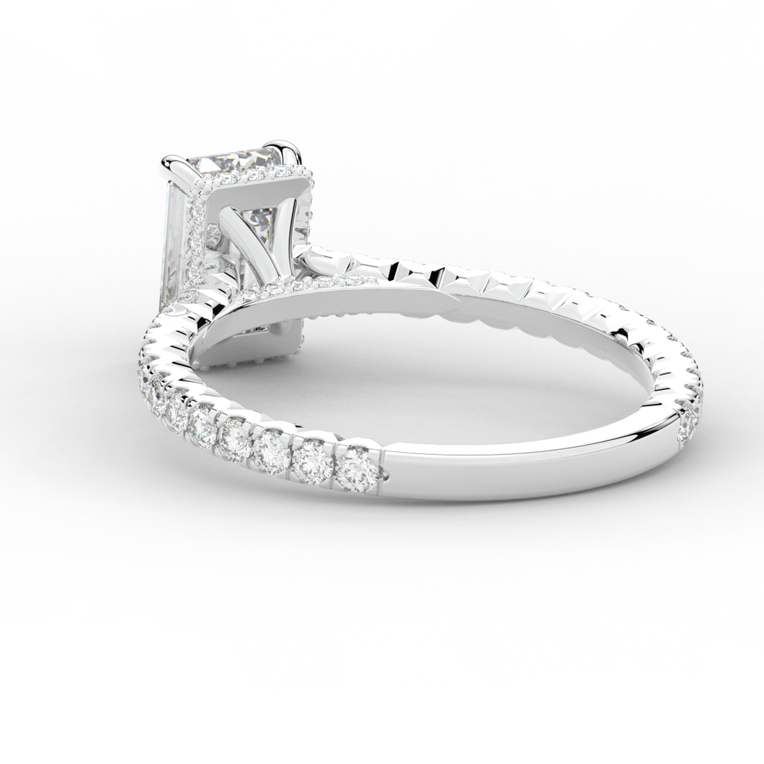 2.10CT.TW EMERALD CUT LAB DIAMOND UNDERHALO SOLITAIRE ENGAGEMENT RING