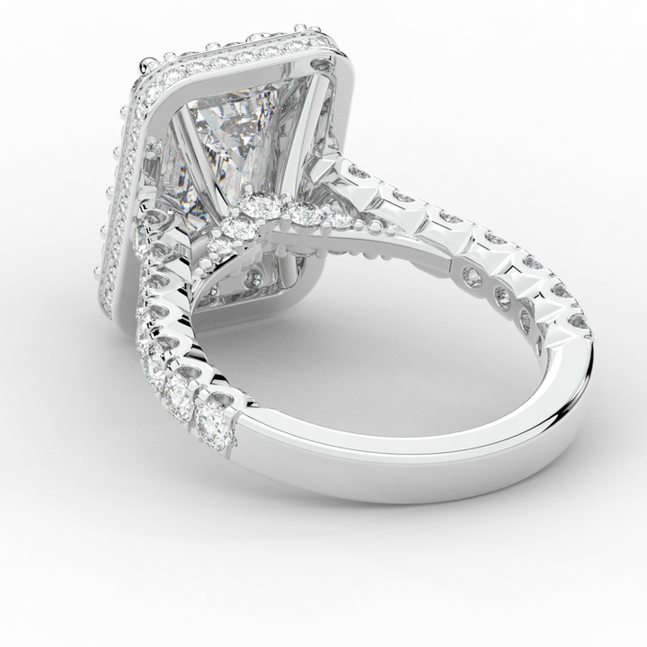 4.50CT.TW EMERALD CUT LAB DIAMOND HALO ENGAGEMENT RING