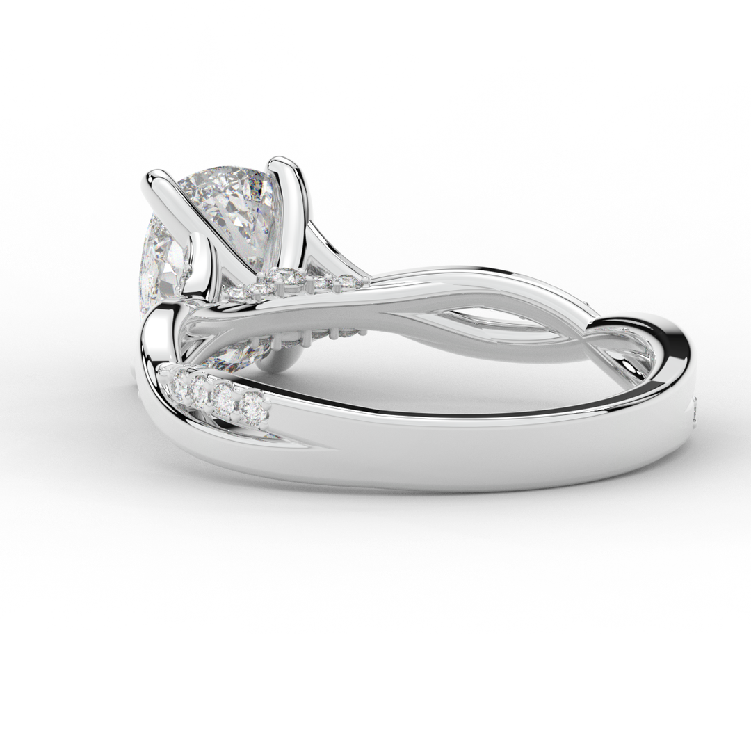 1.70CT.TW CUSHION LAB DIAMOND TWIST BAND ENGAGEMENT RING