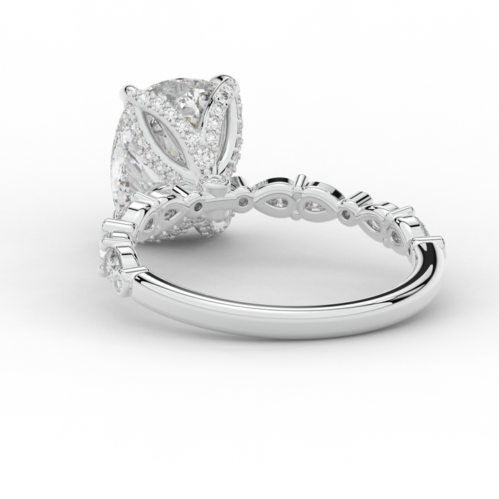 3.60CT.TW CUSHION LAB DIAMOND SOLITAIRE ENGAGEMENT RING